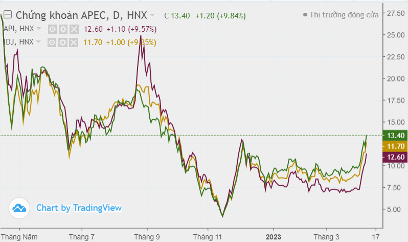 Bộ 3 cổ phiếu nhóm Apec tăng mạnh nhất thị trường với nhiều 