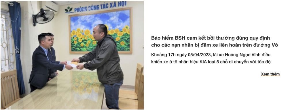 Vụ tai nạn liên hoàn tại Hà Nội: Bảo hiểm BSH tạm ứng 250 triệu đồng cho chủ xe