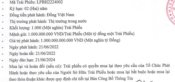 LPBank (LPB) chi 1.000 tỷ đồng mua lại trái phiếu trước hạn