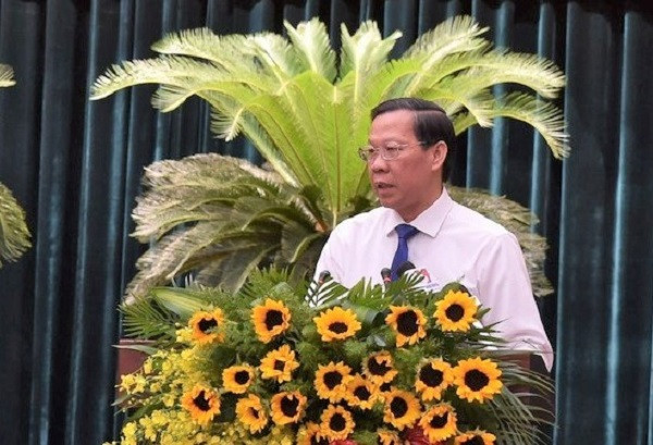, Chủ tịch UBND TP.HCM Phan Văn Mãi phát biểu tại Hội nghị - Ảnh: VGP/
