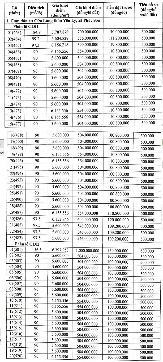 Bắc Giang đấu giá hơn 100 lô đất tại huyện Tân Yên, giá khởi điểm từ 3,7 triệu đồng/m2