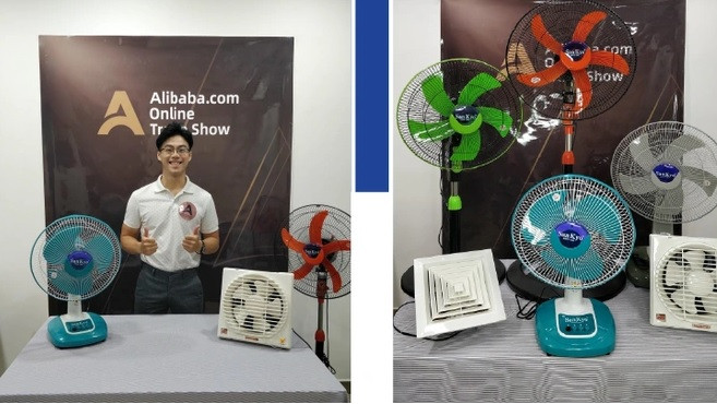 Lần đầu Sản phẩm quạt điện SanKyo livestream trong triển lãm thương mại trực tuyến vào tháng 6 năm ngoái trên Alibaba.com.