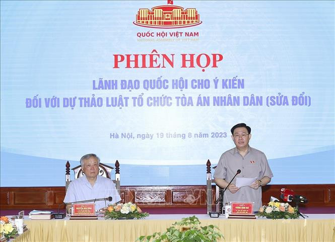 Chủ tịch Quốc hội chủ trì họp về dự thảo Luật Tổ chức Tòa án nhân dân (sửa đổi) - Ảnh 1.