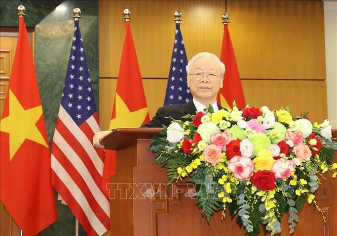 Phát biểu của Tổng Bí thư Nguyễn Phú Trọng với báo chí sau cuộc hội đàm với Tổng thống Hoa Kỳ Joe Biden - Ảnh 1.