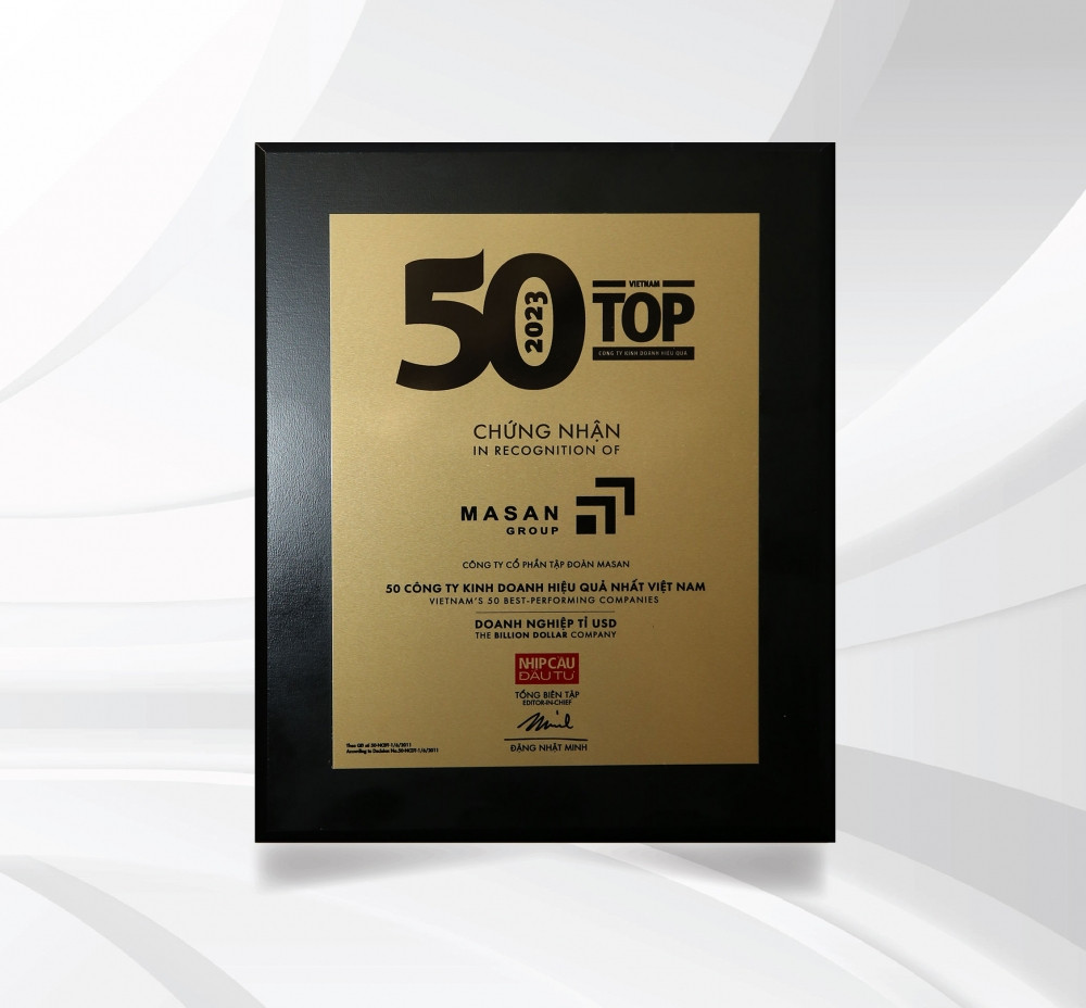 Tập đoàn Masan nhận “cú đúp” danh hiệu tại Lễ vinh danh “Top 50 Công ty kinh doanh hiệu quả nhất Việt Nam 2023”