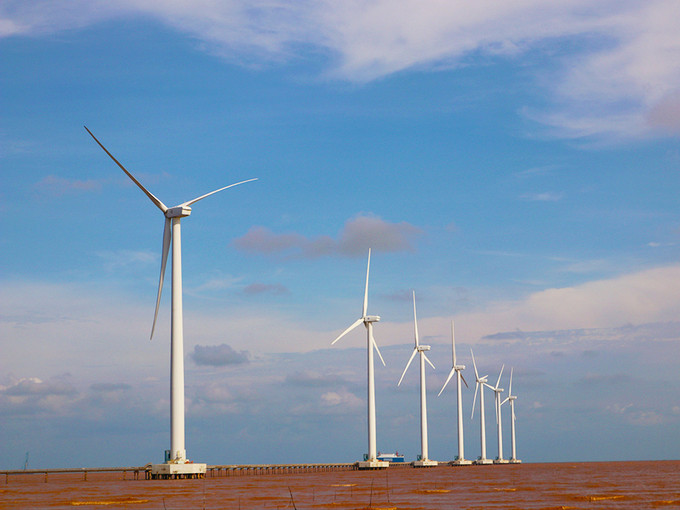 Dự án điện gió trên biển đầu tiên tại Việt Nam và Đông Nam Á. Ảnh: Internet.