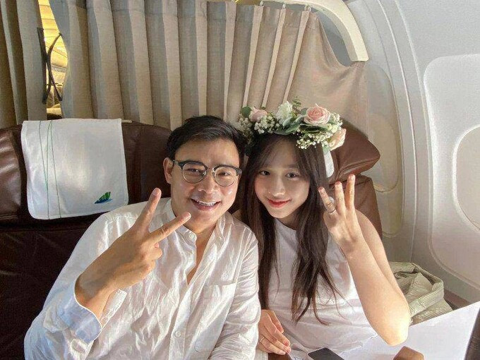 Nữ MC và chồng đại gia - CEO Hùng Đinh. Ảnh: Internet