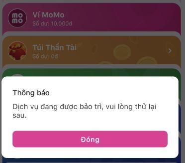 Ví Momo đồng loạt không thể sử dụng được