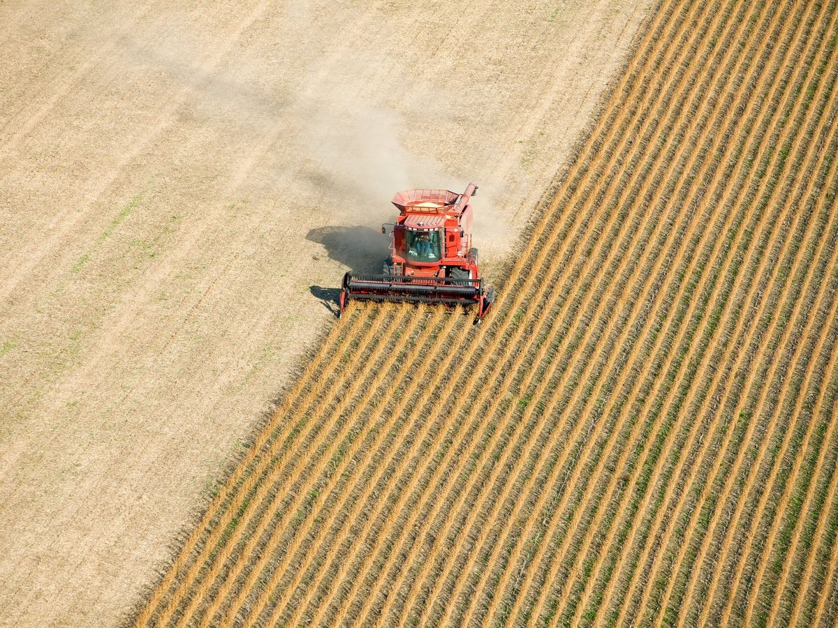 an aerial view of a red combine.jpg