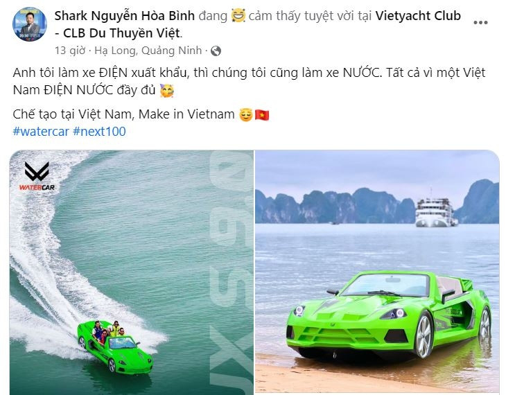 Shark Bình bất ngờ khoe chiếc xe ô tô chạy trên nước được chế tạo tại Việt Nam