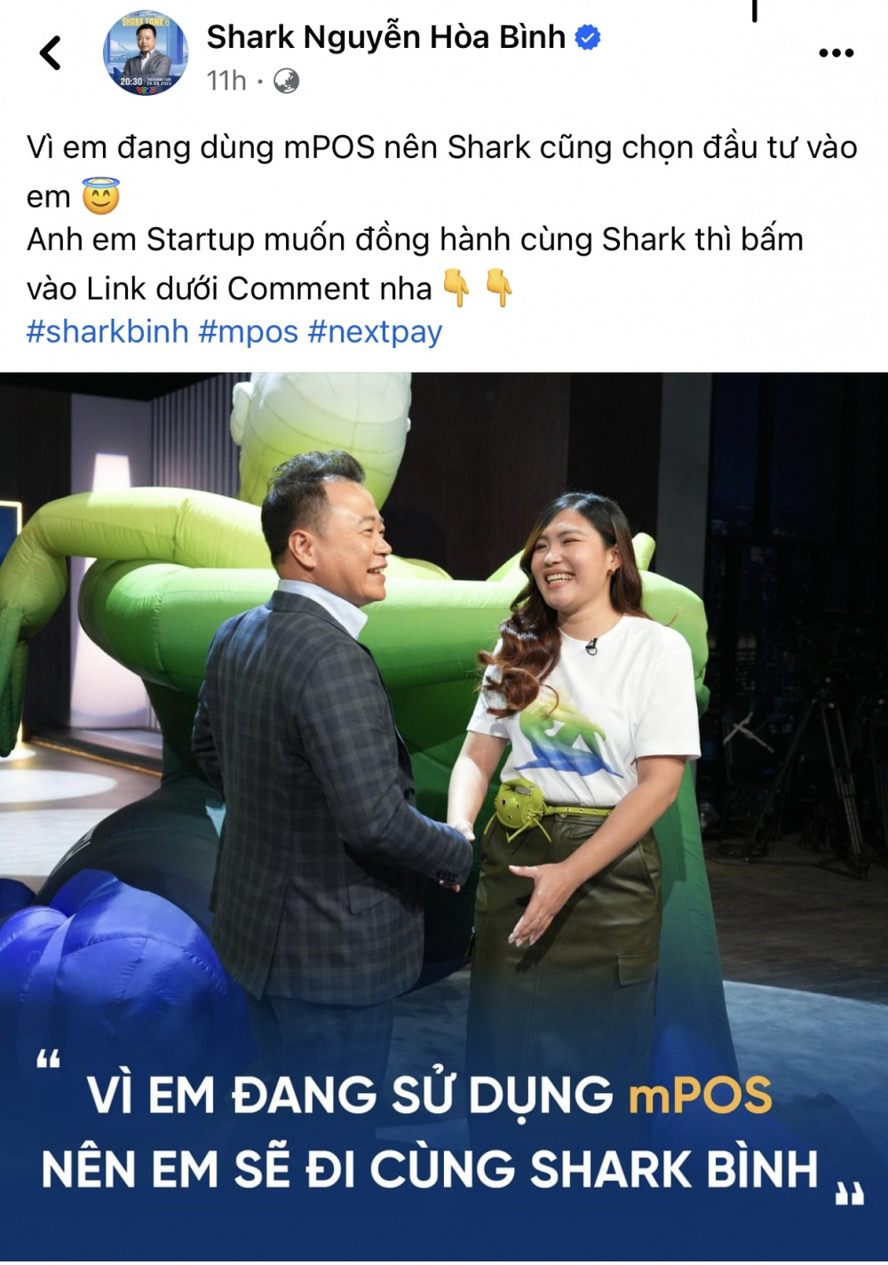 Shark Bình mang cả quảng cáo lên Shark Tank: “Vì em dùng mPOS nên shark cũng chọn đầu tư vào em”