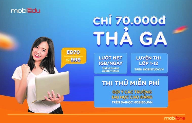 Học trực tuyến không giới hạn với bộ ba gói cước của mobiEdu