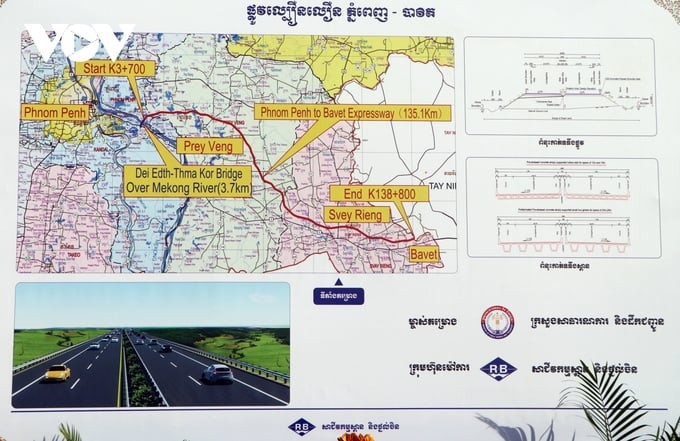 Bản đồ quy hoạch tuyến đường cao tốc Phnom Penh - Bavet. Ảnh: VOV