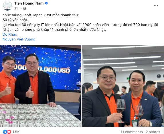 'Sếp' Hoàng Nam Tiến 'flex' khoảnh khắc FPT Software cán mốc doanh thu 1 ty USD