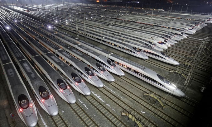 Chiều dài hệ thống đường sắt cao tốc tại Trung Quốc chiếm hơn 70% tổng số km đường sắt cao tốc trên toàn thế giới