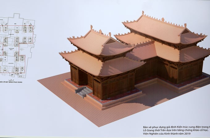 Bản vẽ phục dựng giả định cung điện trong Hành cung Lỗ Giang. Ảnh: Viện Nghiên cứu Kinh thành