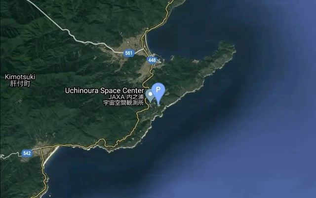 Vị trí của Trung tâm Vũ trụ Uchinoura (USC). Ảnh: Google Map