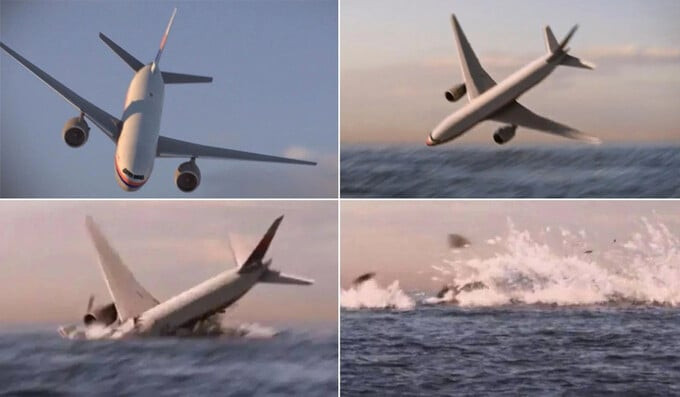 Hình ảnh mô phỏng giả thuyết MH370 có thể đã lao xuống Ấn Độ Dương