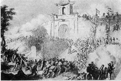Tranh vẽ quân Pháp chiếm thành Gia Định năm 1859. Ảnh tư liệu