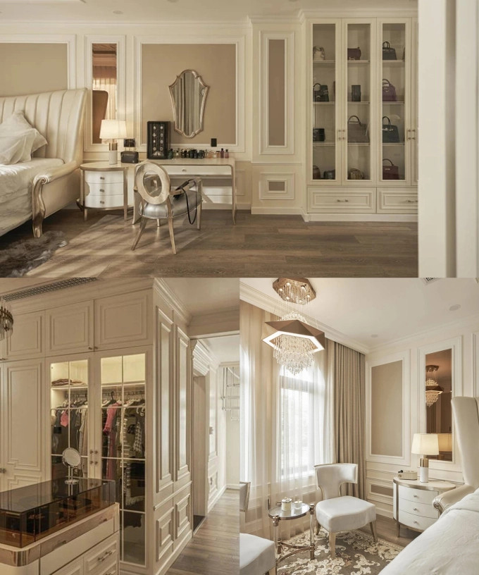 Nội thất trong phòng ngủ đều được làm từ gỗ trắng đắt đỏ
