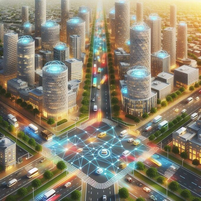 Thành phố được kết nối đầy đủ để truyền lượng dữ liệu khổng lồ cho phương tiện