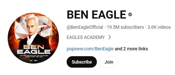 Ben Eagle - kênh YouTube số 1 Việt Nam, hơn 9 tỷ lượt xem và 20 triệu người đăng ký mang về cho chàng trai 9x thu nhập khủng cỡ nào?