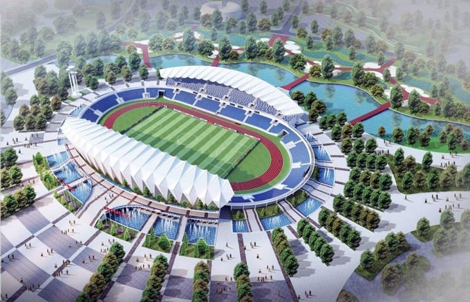 Phối cảnh sân vận động Thái Nguyên khi hoàn thành với quy ô 22.000 chỗ ngồi