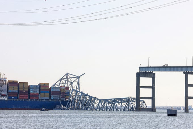 Hiện trường vụ tàu container Dali đâm sập cầu Francis Scott Key ở Baltimore, Maryland, Mỹ