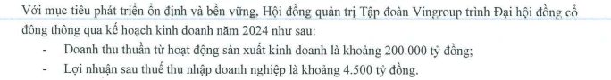 Vingroup (VIC) ‘tham vọng’ năm 2024 lập kỷ lục doanh thu, gấp đôi lợi nhuận