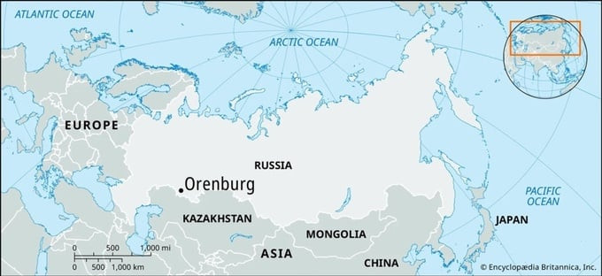 Vị trí vùng Orenburg. Đồ họa: Britannica