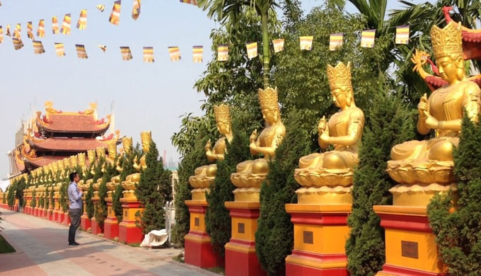 100 tượng Phật ngồi trên đài sen