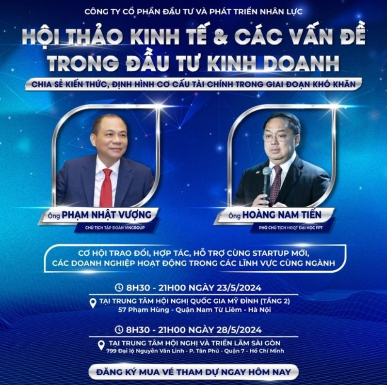 Chủ tịch Vingroup Phạm Nhật Vượng sẽ chia sẻ kiến thức về đầu tư tại một hội thảo giá vé lên tới 50 triệu đồng?
