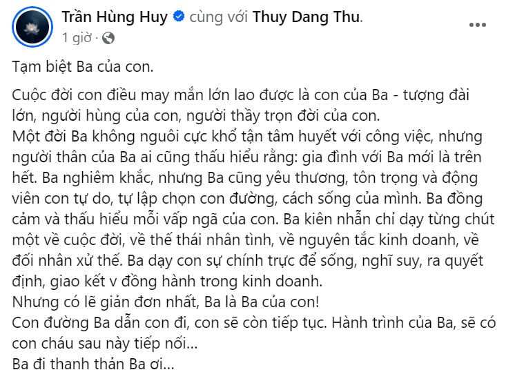 Lời chia sẻ xúc động của Chủ tịch HĐQT Ngân hàng ACB dành cho người cha đã mất. Ảnh: FBNV