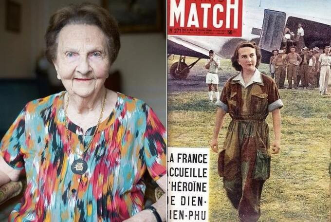 Trang đầu tạp chí Paris Match đăng tải hình ảnh nữ y tá hàng không Geneviève de Galard được trả tự do, trở về từ chiến dịch Điện Biên Phủ. Ảnh: TTXVN