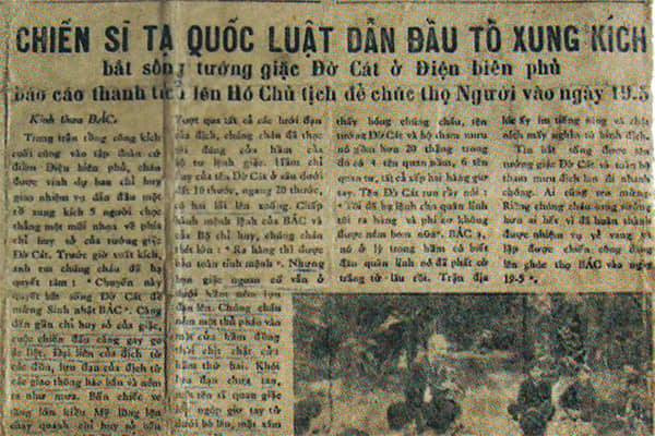 Ngày 19/5/1954, Tạ Quốc Luật được giao nhiệm vụ đại diện cho tất cả các chiến sĩ tại Điện Biên Phủ báo cáo thành tích trực tiếp cho Chủ tịch Hồ Chí Minh để chúc thọ Người. Ảnh tư liệu