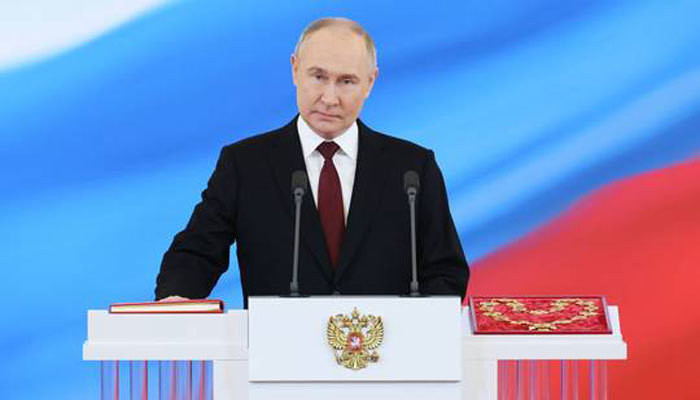 Ông Putin phát biểu tại lễ nhậm chức Tổng thống Nga nhiệm kỳ thứ năm hôm 7/5. Ảnh: RT