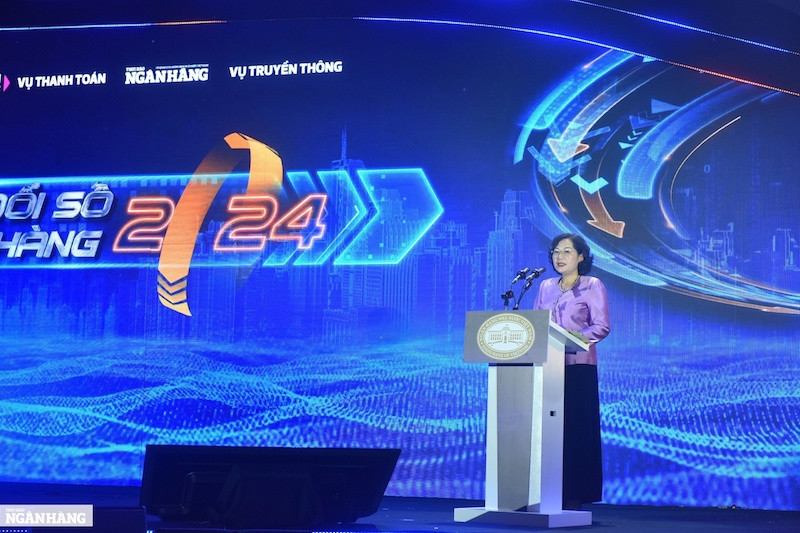 Thống đốc NHNN Nguyễn Thị Hồng phát biểu khai mạc sự kiện Chuyển đổi số ngành Ngân hàng năm 2024