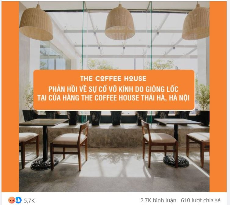 Sau 20 ngày xảy ra sự cố khách hàng bị đa chấn thương hôn mê sâu do kính rơi vào người, The Coffee House đã lên tiếng