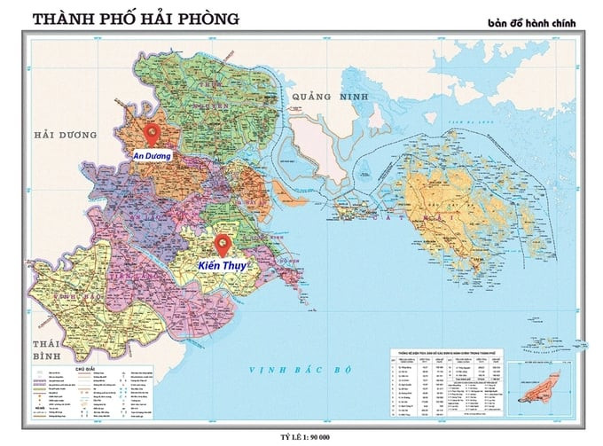 Vị trí huyện Kiến Thuỵ và An Dương (TP Hải Phòng). Ảnh: Internet