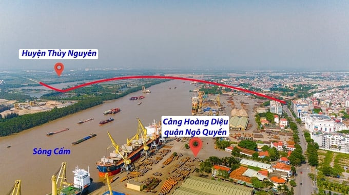 Vị trí cầu Nguyễn Trãi sẽ được xây dựng, đoạn bắc qua sông Cấm. Ảnh: Internet