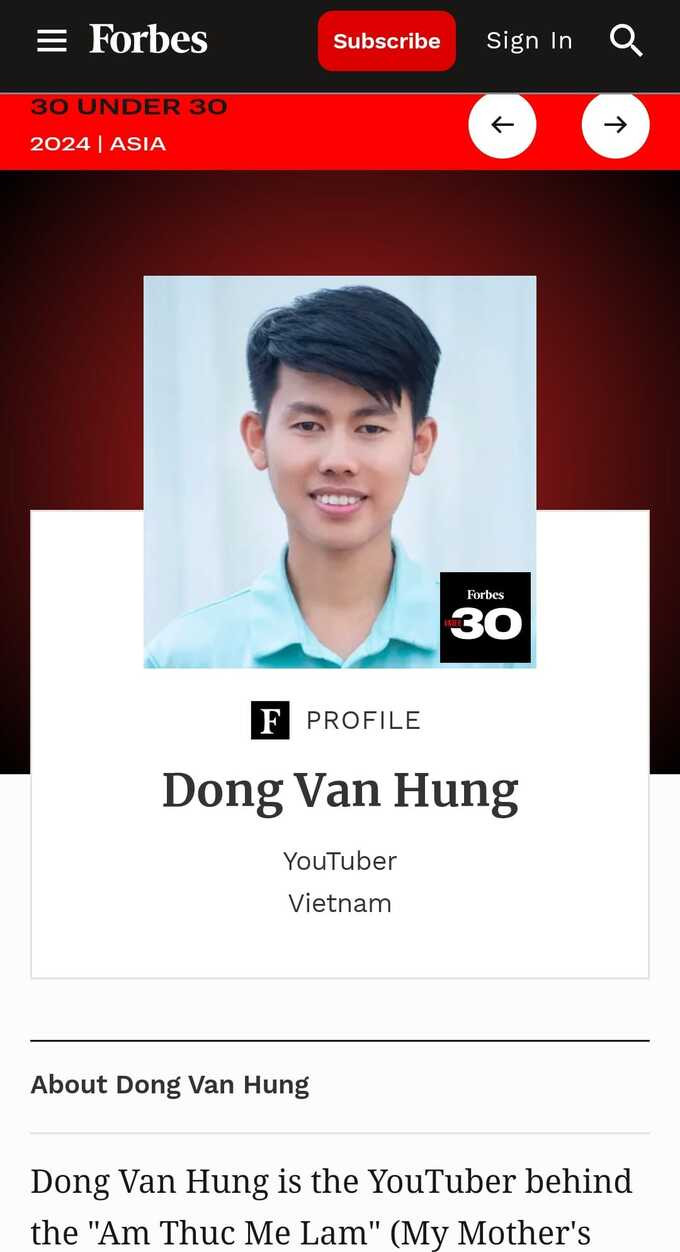 Đồng Văn Hùng lọt danh sách 30 Under 30 Asia (30 gương mặt trẻ dưới 30) nổi bật nhất năm 2024.