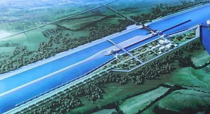Phối cảnh 3D dự án kênh đào Phù Nam Techo do Bộ Giao thông công chánh Campuchia công bố. Ảnh: Chính phủ Campuchia