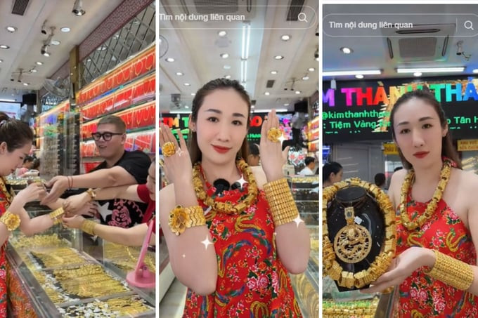 TikToker Nguyễn Huỳnh Như thường ghé tiệm để mua vài chỉ vàng dành tặng khách hàng của mình (Tiktok @Nguyen_huong_collagenx3)