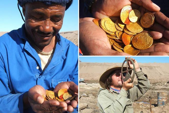 Tổng cộng, đã có 5.438 hiện vật cổ được tìm thấy ở khu vực xác tàu Bom Jesus đắm, trong đó có 2.000 đồng tiền vàng. Ảnh: The Sun