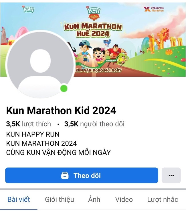 Fanpage cuộc thi “Kun Marathon - 2024” chị T.T.H. đăng ký ban đầu. Ảnh: N.G