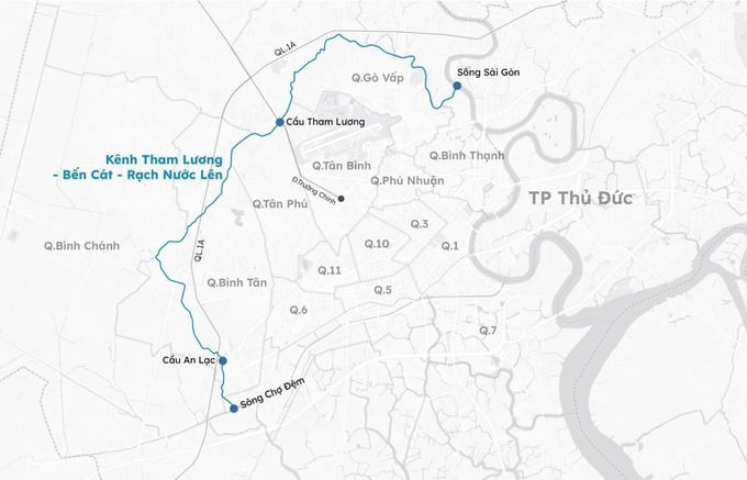Dự án kênh Tham Lương - Bến Cát - rạch Nước Lên là tuyến kênh dài nhất TP. HCM. Ảnh: Internet