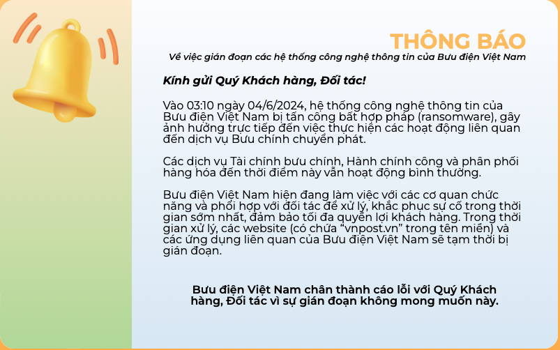 Vietnam Post bị tấn công bất hợp pháp (ransomware), đã 2 ngày vẫn chưa khắc phục được