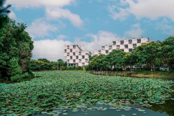 FPT Campus Hoà Lạc được đánh giá là một trong số những trường đại học có kiến trúc, cơ sở vật chất độc đáo, hiện đại. Ảnh: FPT Edu Experience Space