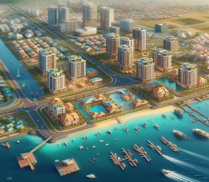 Khu đô thị ven vịnh Cam Ranh dự kiến sẽ hoàn thành vào năm 2027. Ảnh: AI