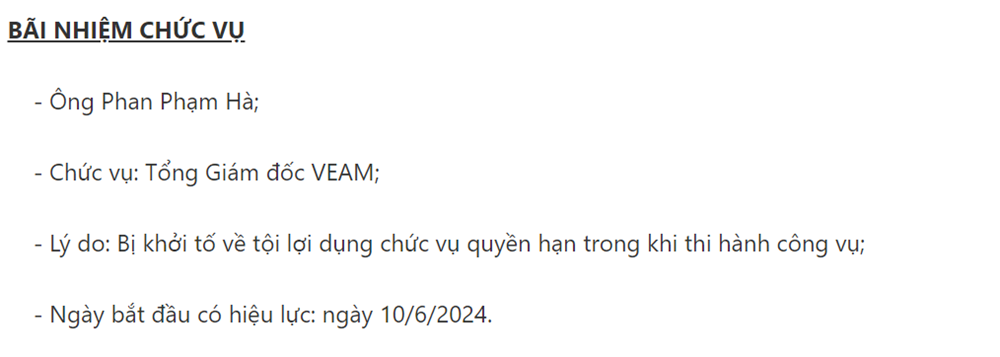 Tổng giám đốc VEAM Phan Phạm Hà bị khởi tố và chuyển động nóng tại VEA - ảnh 1